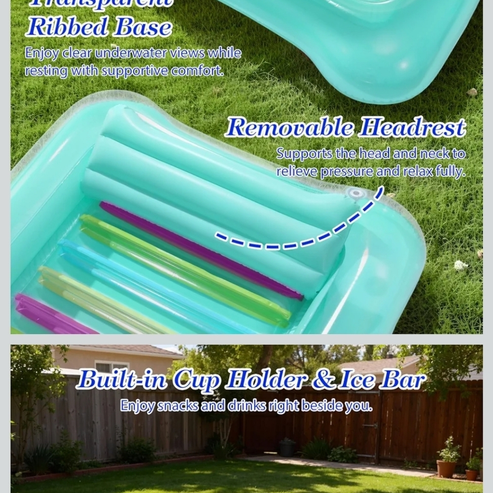 Inflatable Pool Lounge with Striped Design - Picture 4 of 6